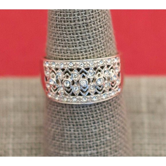 Vintage Sterling Silver Elegant Edwardian Style Rhinestone Avon Size 8 - F5 - Picture 1 of 4